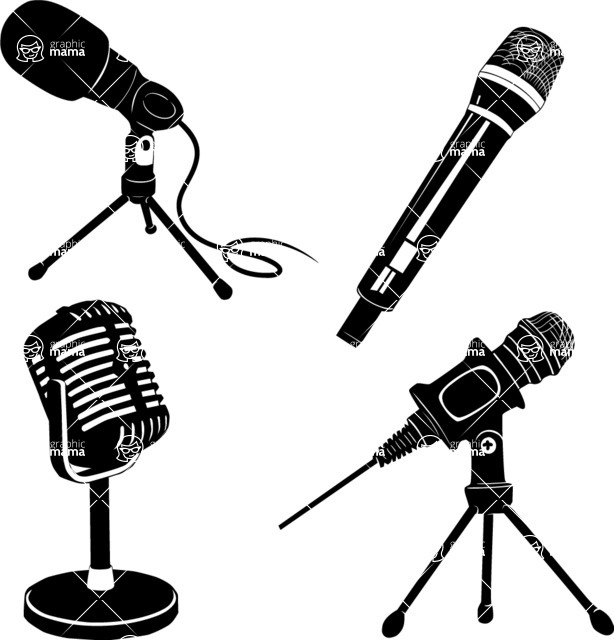 Vector silhouettes - Vector Microphone Silhouettes Set